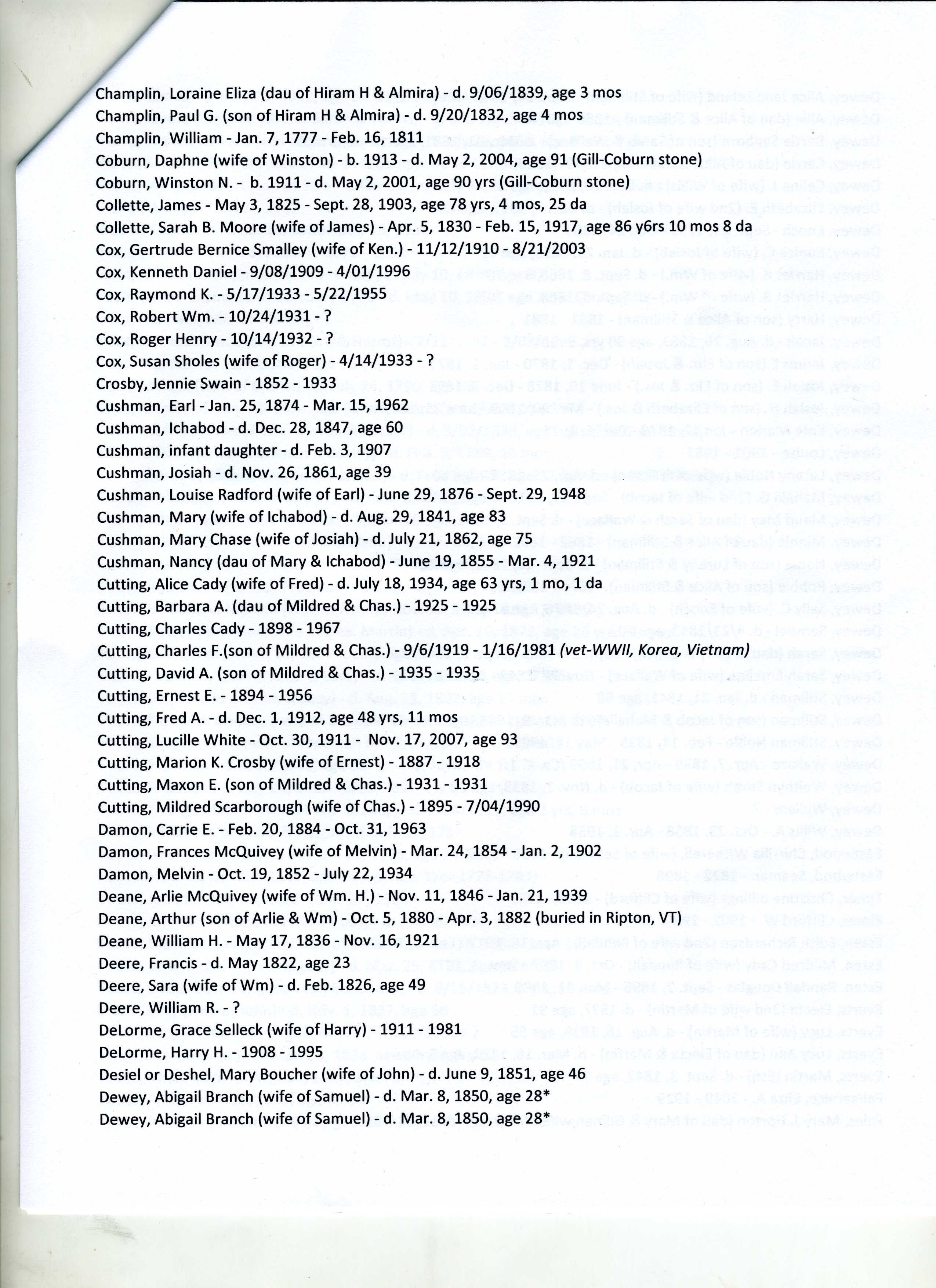 Foote Cemetery -Page 3 