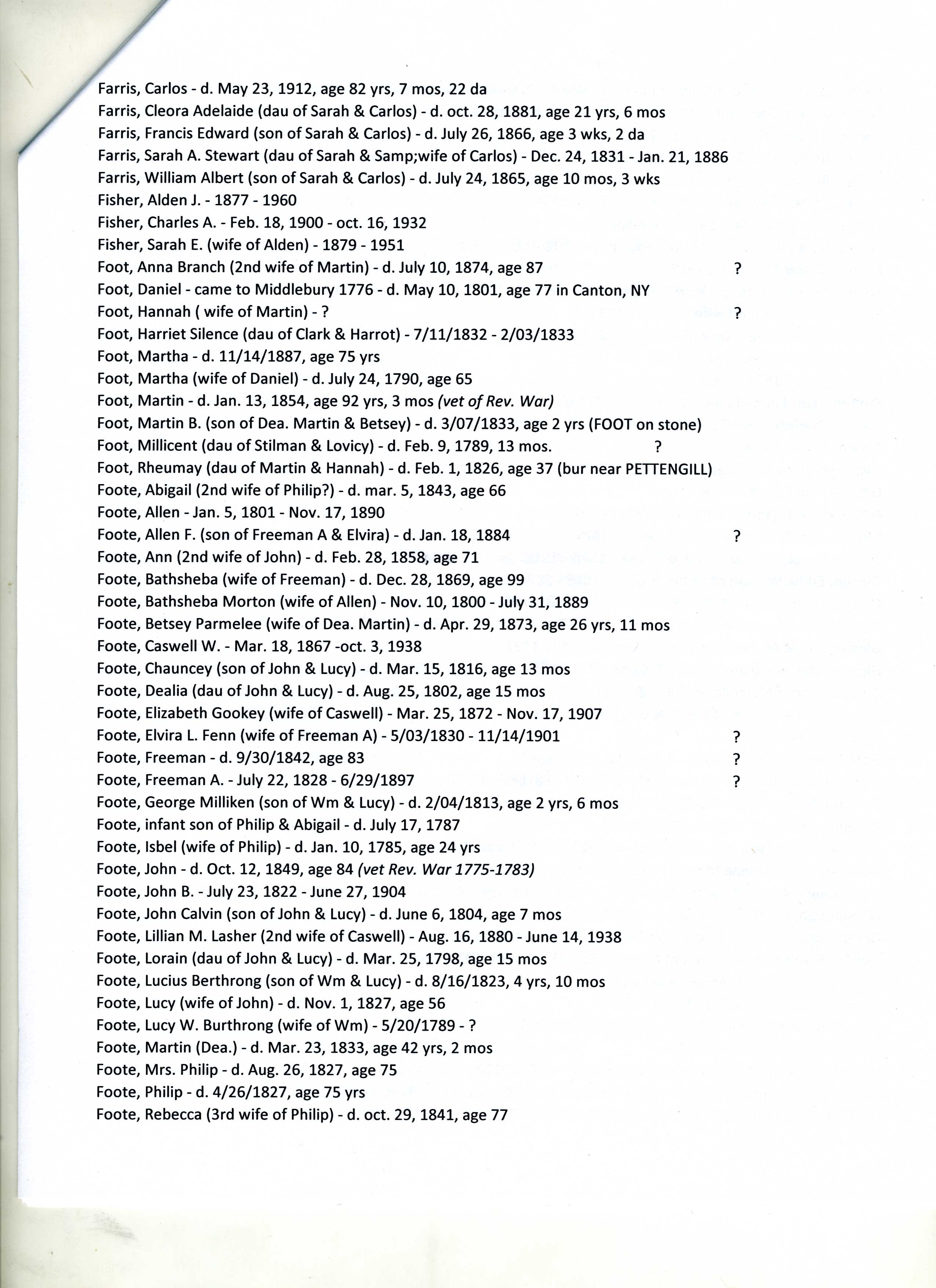 Foote Cemetery -Page 5 