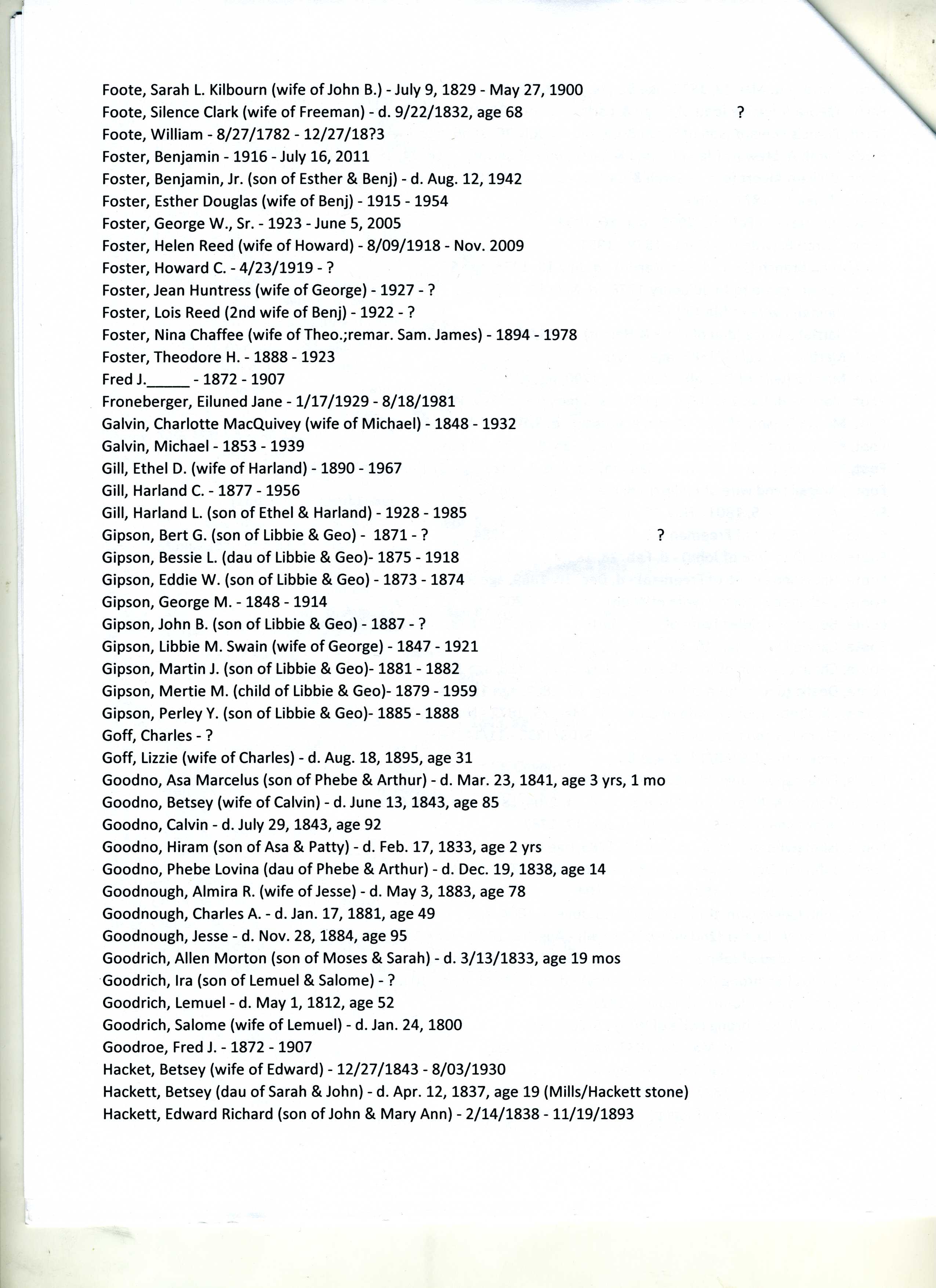 Foote Cemetery -Page 6 