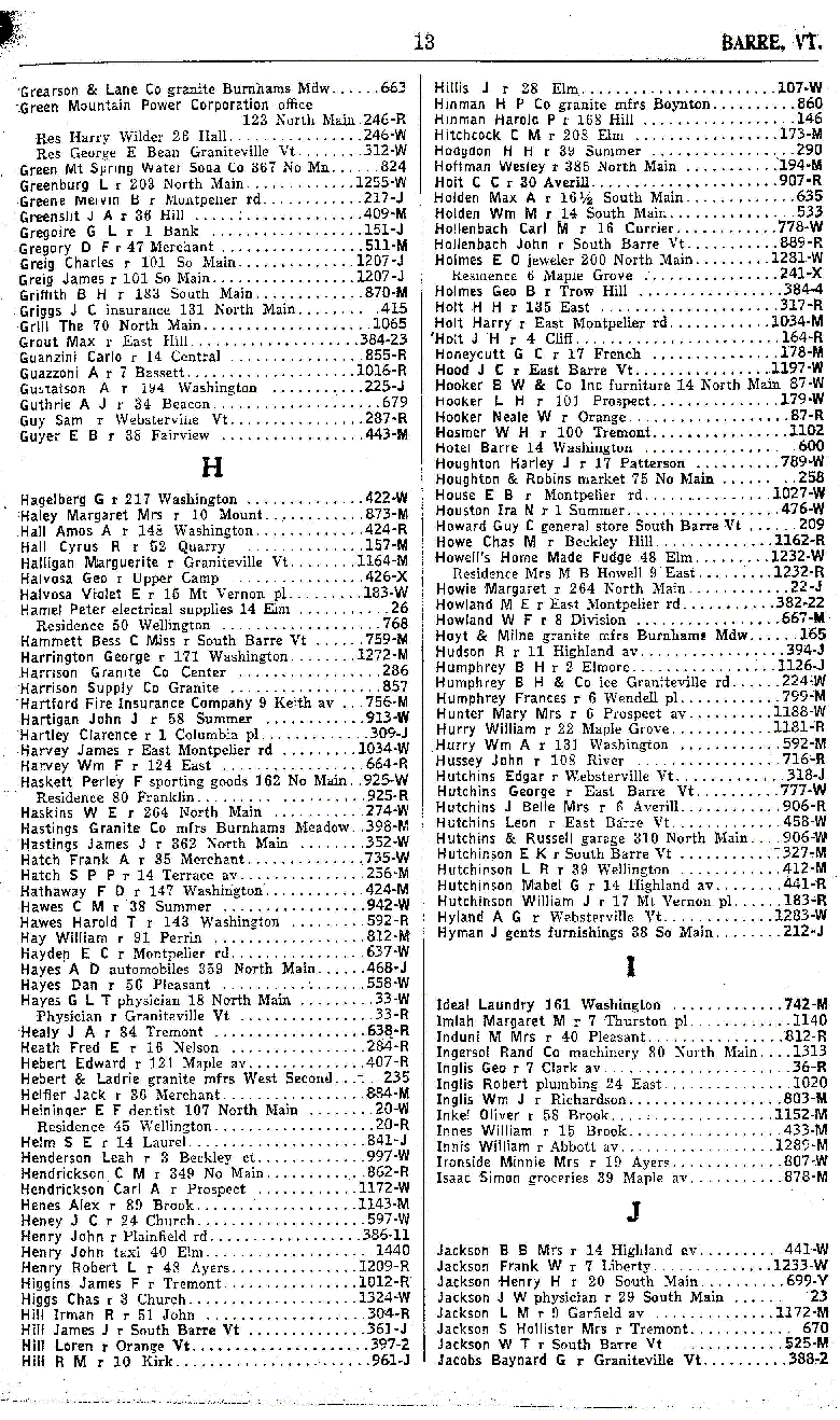 1928 Barre Vt Telephone Book - Page 13