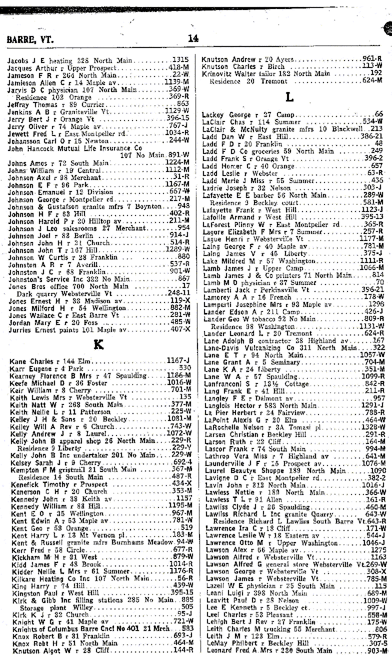 1928 Barre Vt Telephone Book - Page 14