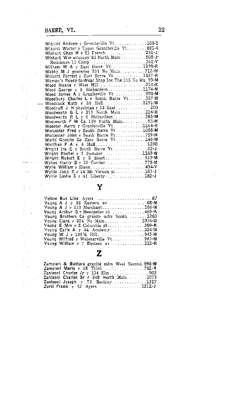 1928 Barre Vt Telephone Book - Page 22