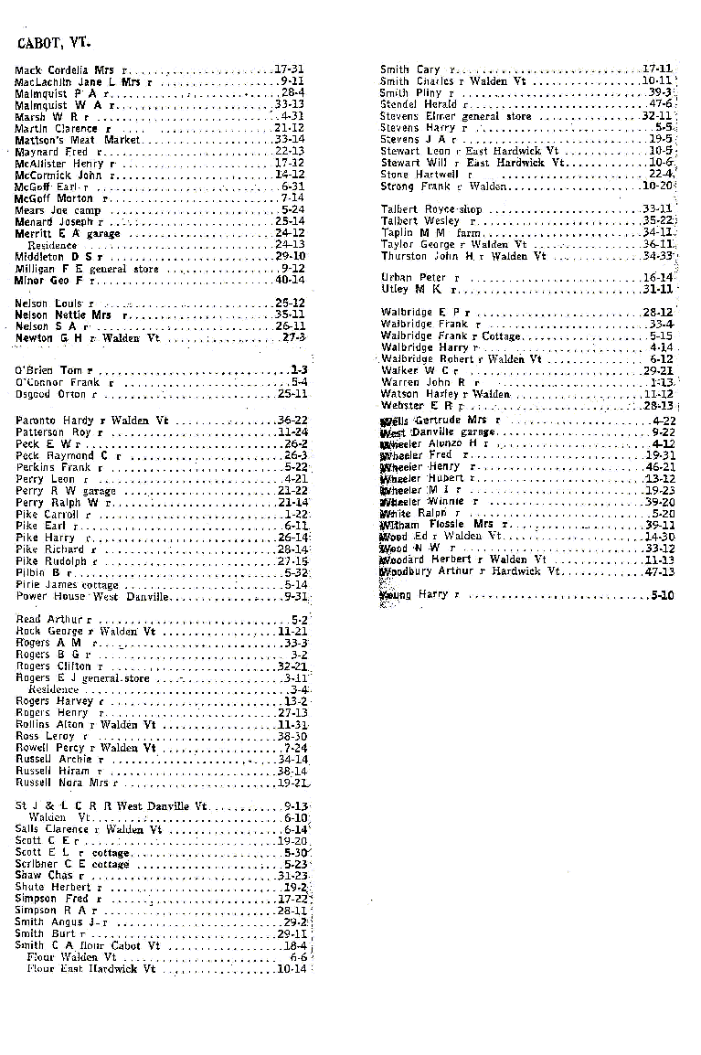 1928 Cabot Vt Telephone Book - Page 2