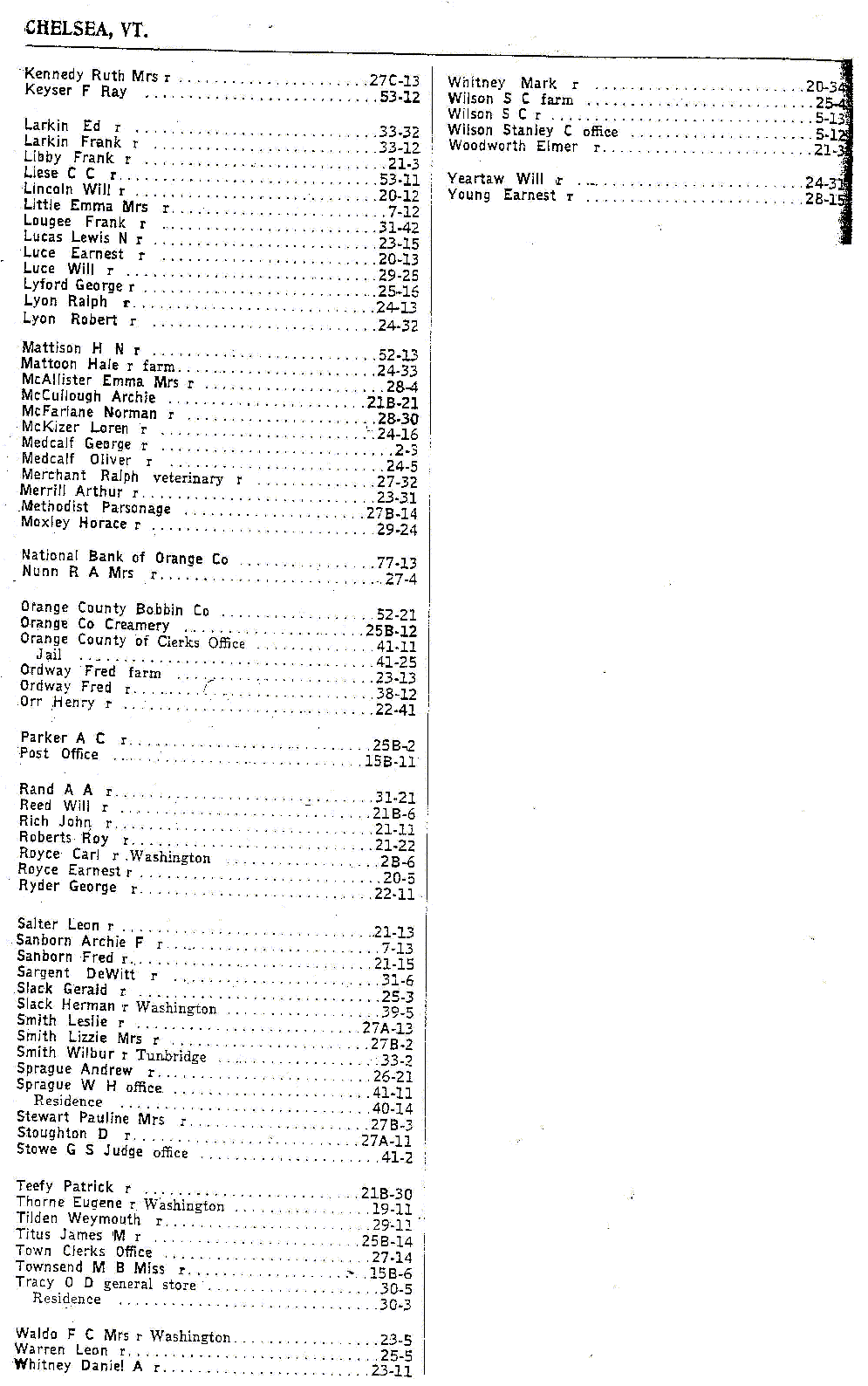 1928 Chelsea Vt Telephone Book - Page 2