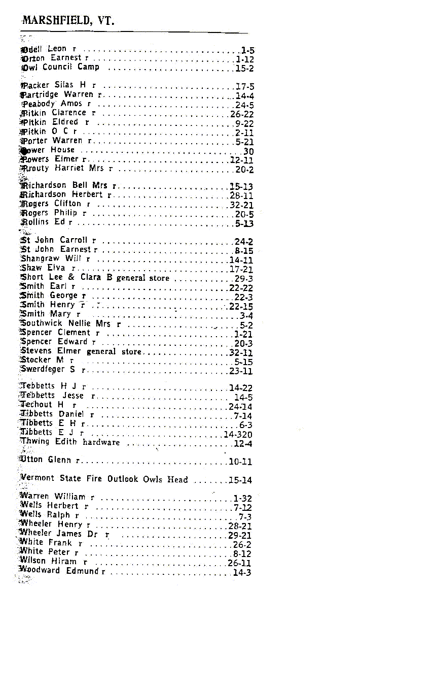 1928 Marshfield, Vt Telephone Book - Page 2