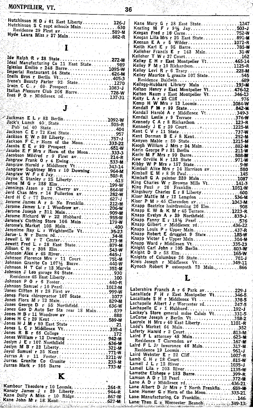 1928 Montpelier Vt Telephone Book - Page 36