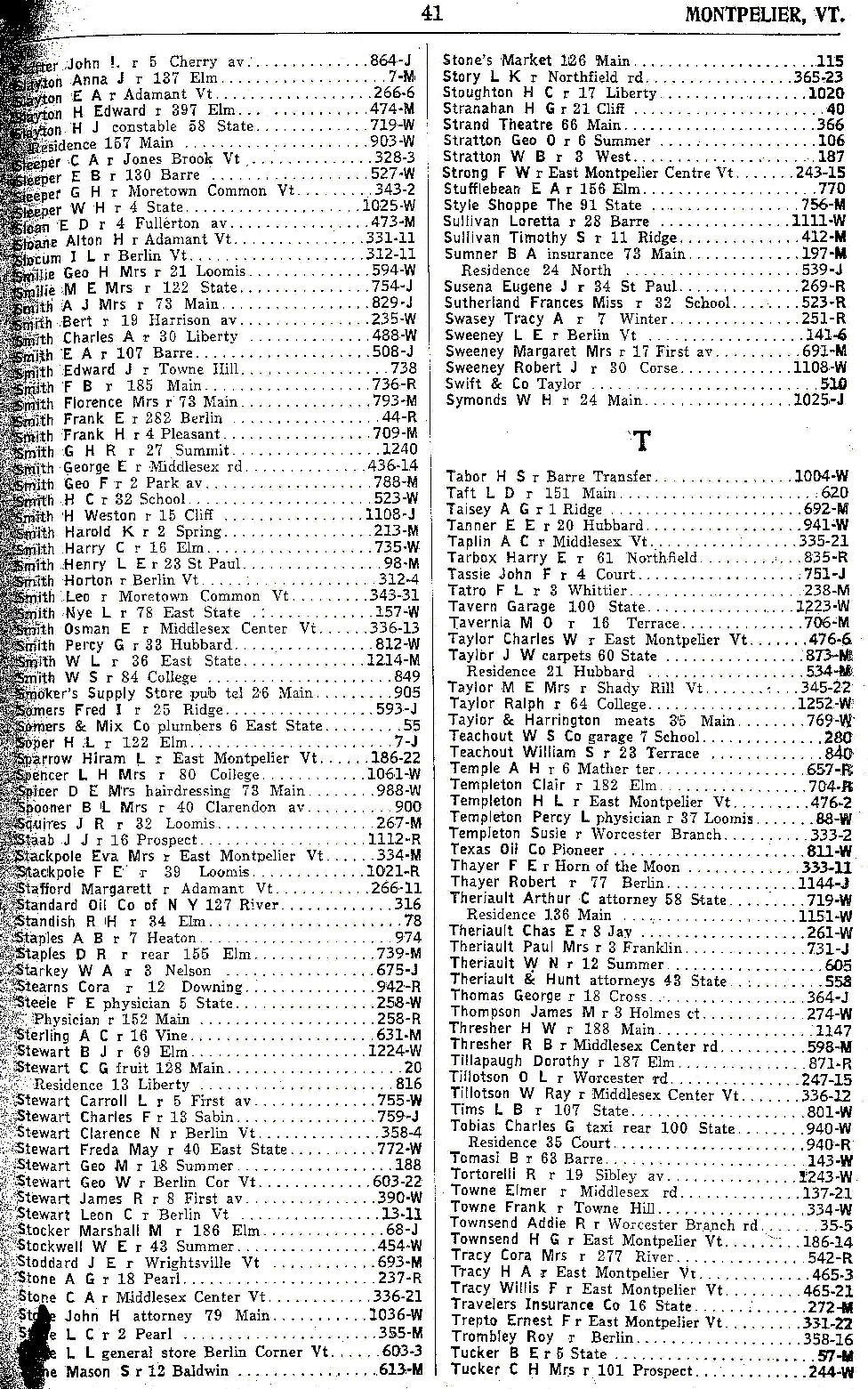 1928 Montpelier Vt Telephone Book - Page 41