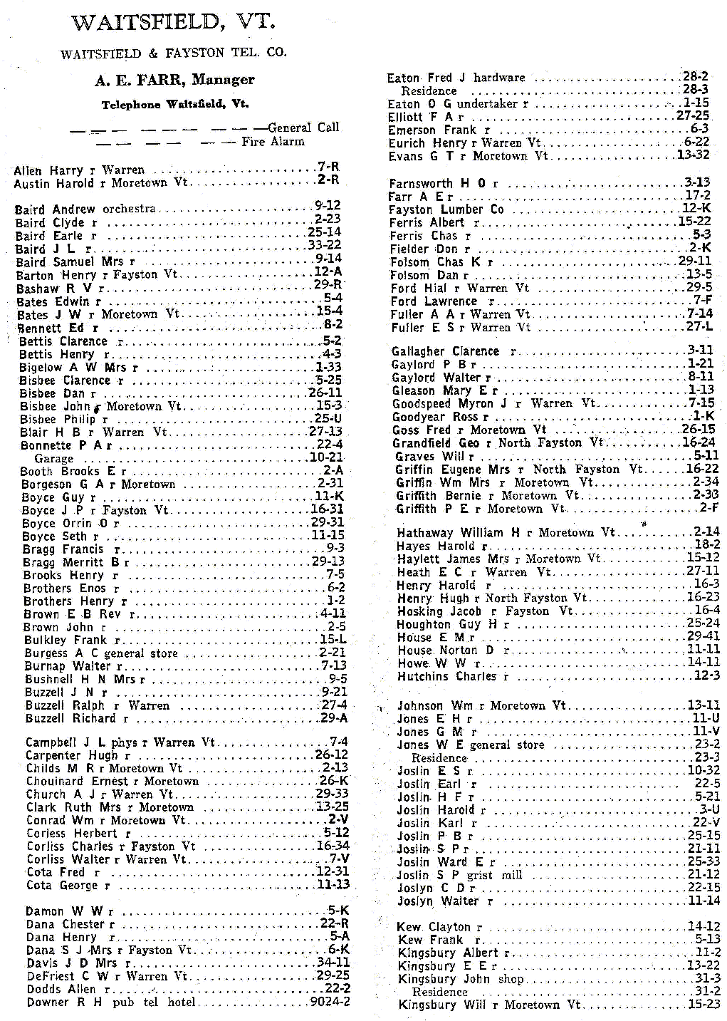 1928 Waitsfield Vt Telephone Book - Page 51